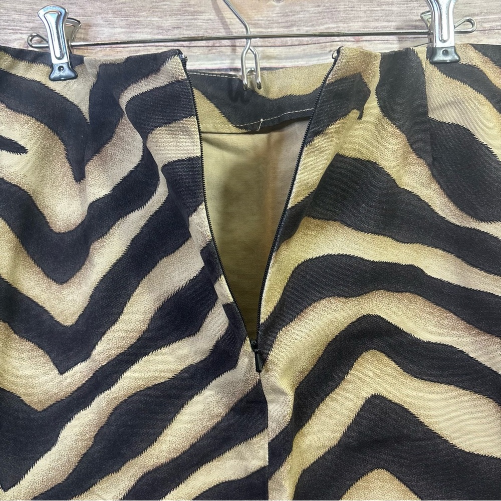 Lauren Ralph Lauren Zebra Print Skirt Women's Brown Tan Animal Print Size 14 - Picture 4 of 6